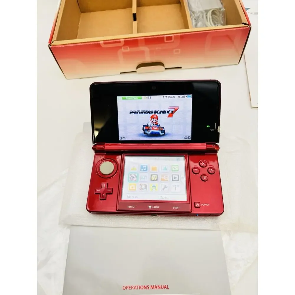 Nintendo 3DS Flare Red Complete in Box CIB Excellent Condition CRT-001
